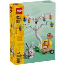 LEGO Easter tree egg hunt building set in box, with bunny, chick, and wagon figures