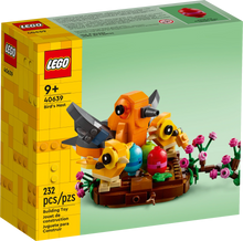 LEGO Bird's Nest 40639 box and bird nest model with orange birds and eggs