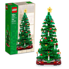 LEGO Christmas tree toy building set, boxed with assembled green tree