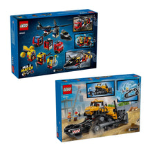 LEGO City boxed set collection with multiple vehicle model photos
