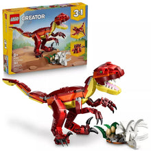 LEGO Creator 3-in-1 dinosaur toy box with red fierce dinosaur build