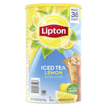 Lipton Iced Tea Lemon mix can, label front with lemon slice graphic