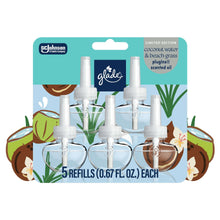 Scented oil plug-in refills, 5-count blister pack for coconut water & beach grass