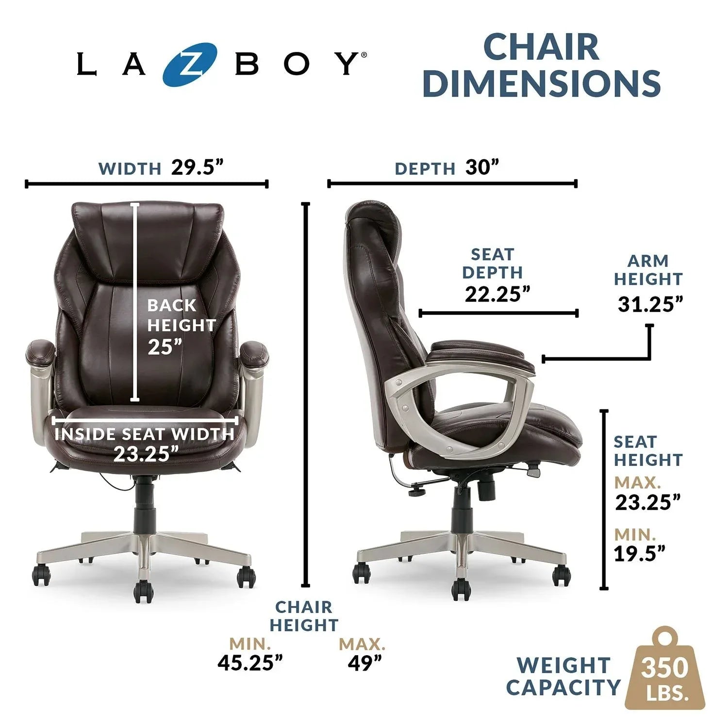 La-Z-Boy Westley Big & Tall Executive Office Chair With Active Lumbar Support - USA MEGA SHOP
