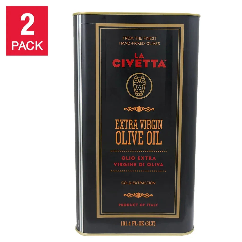 La Civetta Italian Extra Virgin Olive Oil 3L, Tins, 2-pack - USA MEGA SHOP