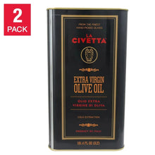 La Civetta extra virgin olive oil tin, 3L, black label with gold border