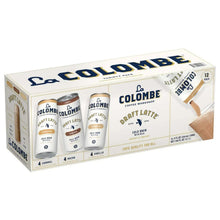 La Colombe Draft Latte variety pack with 12 cans in a cardboard tray box.