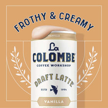 La Colombe Draft Latte vanilla can with frothy cream top.