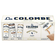 La Colombe Draft Latte variety pack box with 12 cold-brew coffee latte cans.