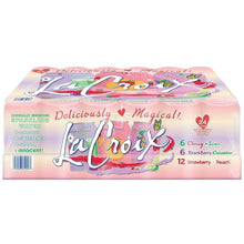 LaCroix sparkling water variety pack box, pink with logo and flavor list