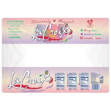 LaCroix sparkling water variety pack box back, barcode and nutrition panel text