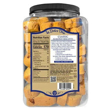 La Dolce Vita biscotti jar with almond biscotti pieces