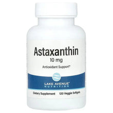 Astaxanthin 10 mg supplement bottle with blue label and 120 veggie softgels text