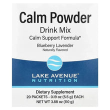 Calm powder drink mix box, Blueberry Lavender, dietary supplement, 20 packets