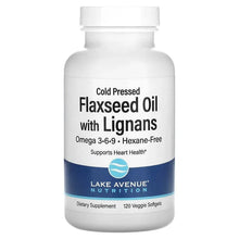Lake Avenue Nutrition flaxseed oil softgel bottle, 120 veggie softgels