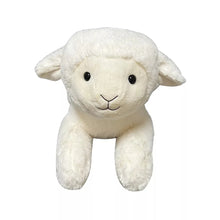 White lamb plush with black eyes and small smile, soft Easter stuffed animal