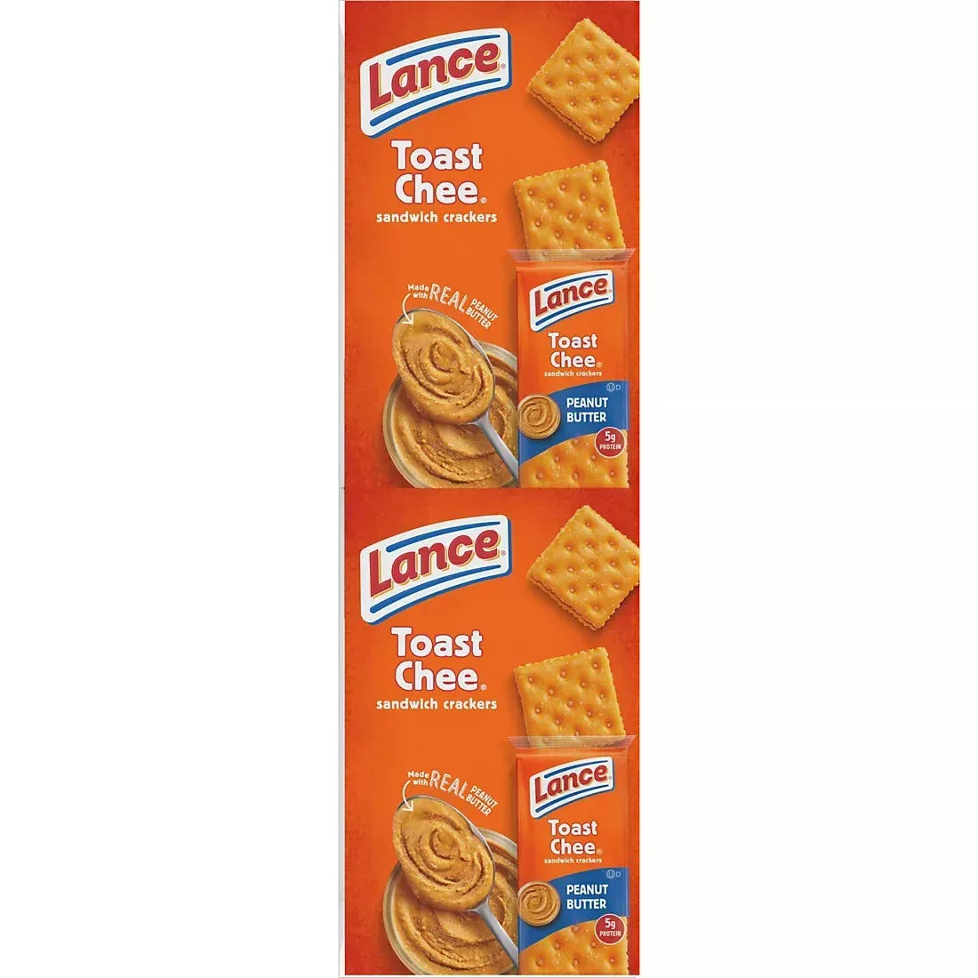 Lance Sandwich Crackers, ToastChee Peanut Butter, Individually Wrapped Packs, 6 Sandwiches Each, 40 ct.