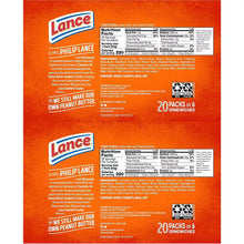 Lance Toast Chee multipack box back with nutrition and ingredient info panels.