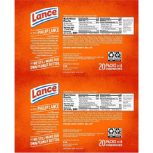 Lance Toast Chee sandwich crackers package back with nutrition facts and serving info