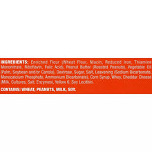 Lance Toast Chee ingredient list on packaging, including wheat and peanut butter.