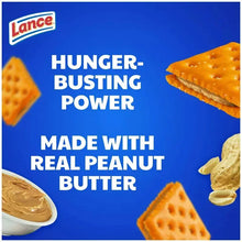 Lance Toast Chee sandwich crackers display with blue text: made with real peanut butter
