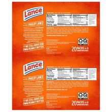 Lance Toast Chee sandwich crackers package back with nutrition facts panels