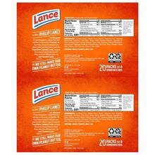 Lance Toast Chee peanut butter sandwich crackers back panel with nutrition and recycling icons
