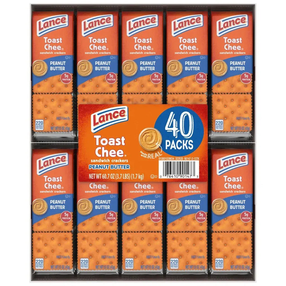 Lance Sandwich Crackers, Toastchee, 1.52 oz, 40-count - USA MEGA SHOP