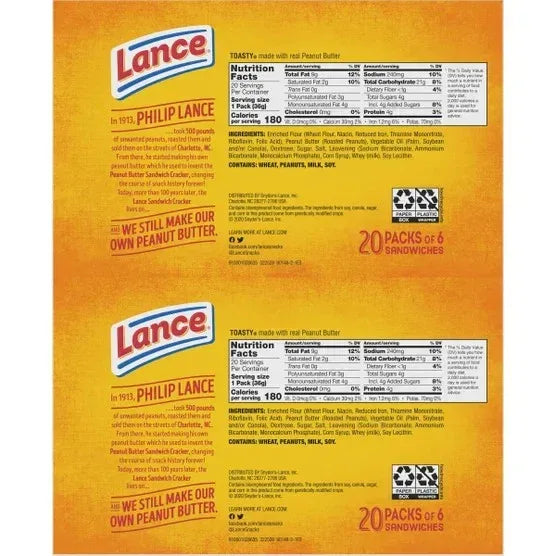 Lance Toasty Cracker Sandwiches, 1.29 oz, 40-count