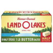 Salted butter half sticks box pack with Land O Lakes branding and product label