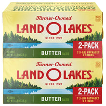 Salted butter 2-pack cartons with Land O Lakes branding and 8 sticks total