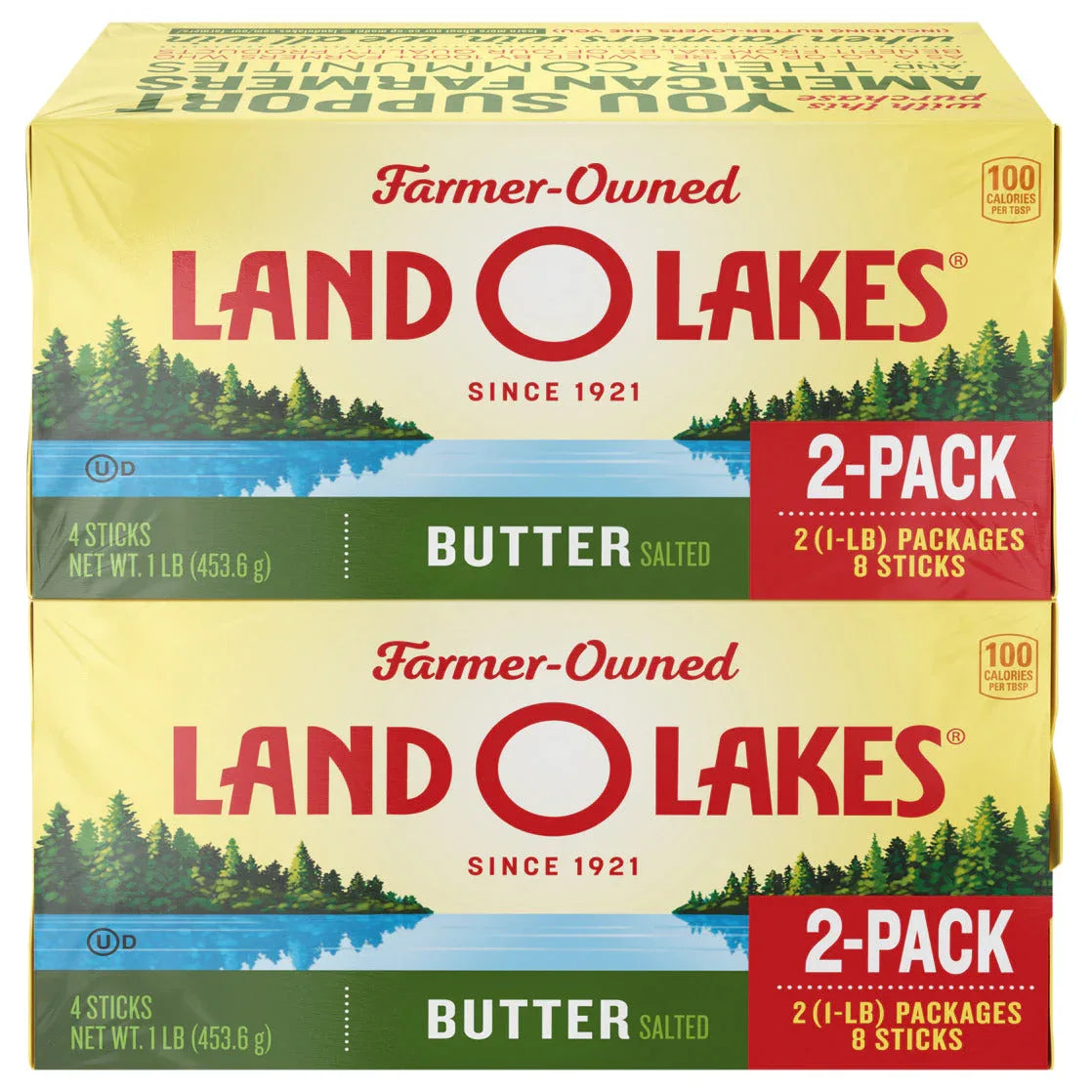 Land O Lakes Salted Butter, 8 Sticks, 2-1 lb Packs - USA MEGA SHOP