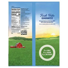 Half-and-half liquid creamer box back, fresh taste guarantee and real cream stamp