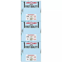 Land O'Lakes unsalted butter 3-pack cartons, side panels with measurements
