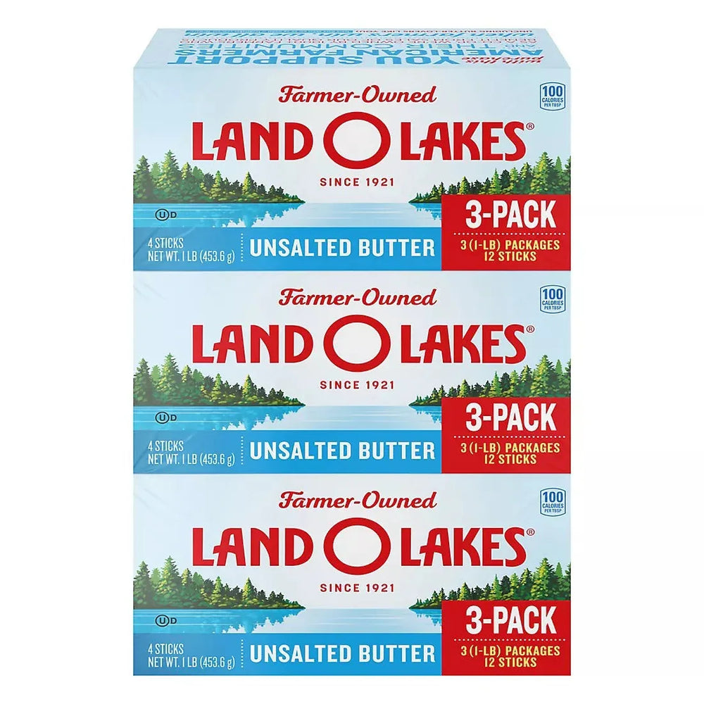 Land O'Lakes Unsalted Butter, 3 pk./1 lb. - USA MEGA SHOP