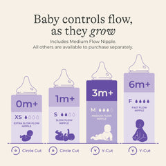 Lansinoh Anti-Colic Baby Bottles, BPA-Free Plastic, 8oz, 3 Pack, Medium Flow Nipples (Size m), Breastfeeding Bottle, NaturalWave Design, Baby Essentials