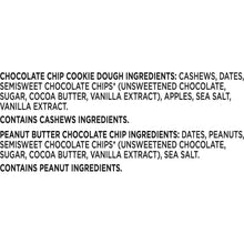 Ingredients list for chocolate chip cookie dough and peanut butter chocolate chip bars