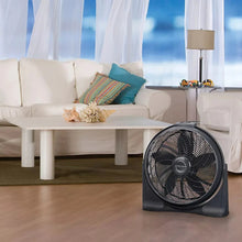 Portable air circulator floor fan with front grille, black housing