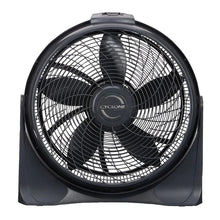 Black air circulator fan with front grille and Cyclone center hub