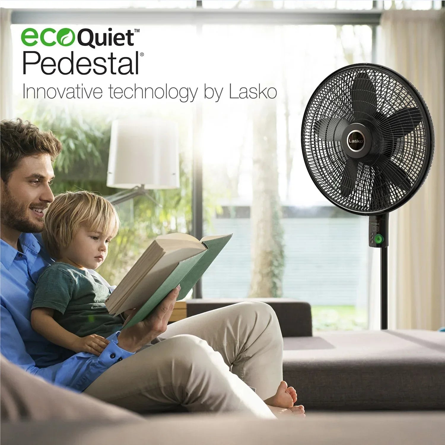 Lasko WhisperForce 18" Eco Quiet DC Pedestal Fan with Remote Control