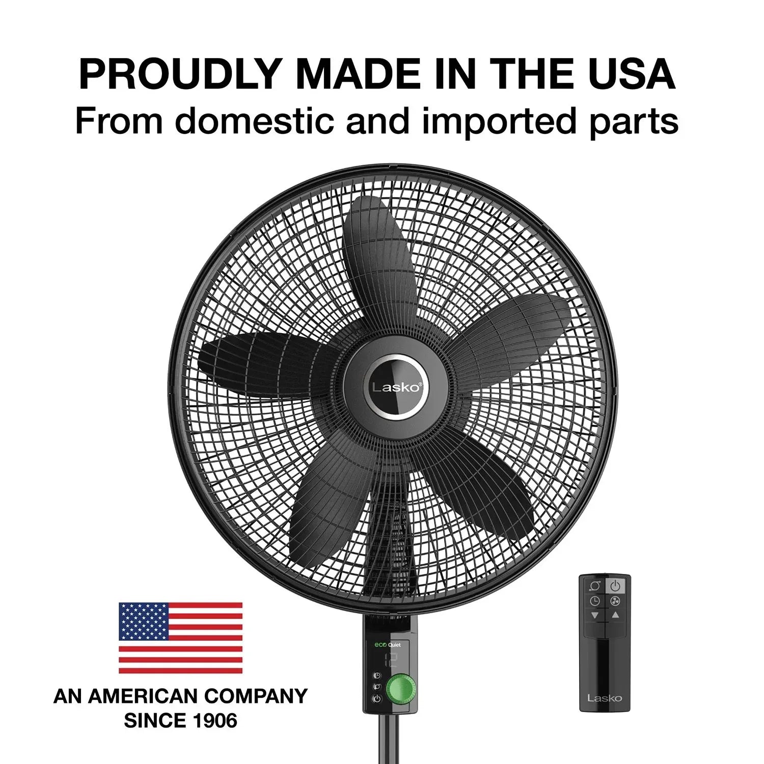 Lasko WhisperForce 18" Eco Quiet DC Pedestal Fan with Remote Control