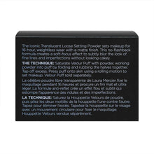 Loose setting powder box side panel with product description text