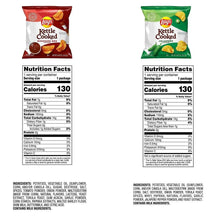 Lay's Kettle Cooked and Ruffles chips nutrition facts panels