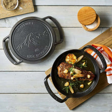 Alpine skillet with embossed base logo and two loop handles