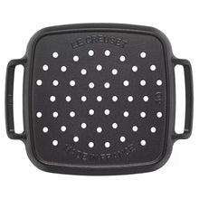 Black square grill basket with perforated plate and side handles