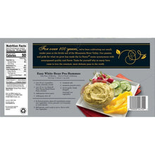 Sweet peas can back label with recipe and nutrition info