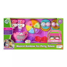 Musical rainbow tea party toy set in retail box with teapot, cups, plates, 25 pieces