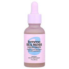 Sea moss liquid drops bottle with lavender cap and label, 1 fl oz (30 ml)