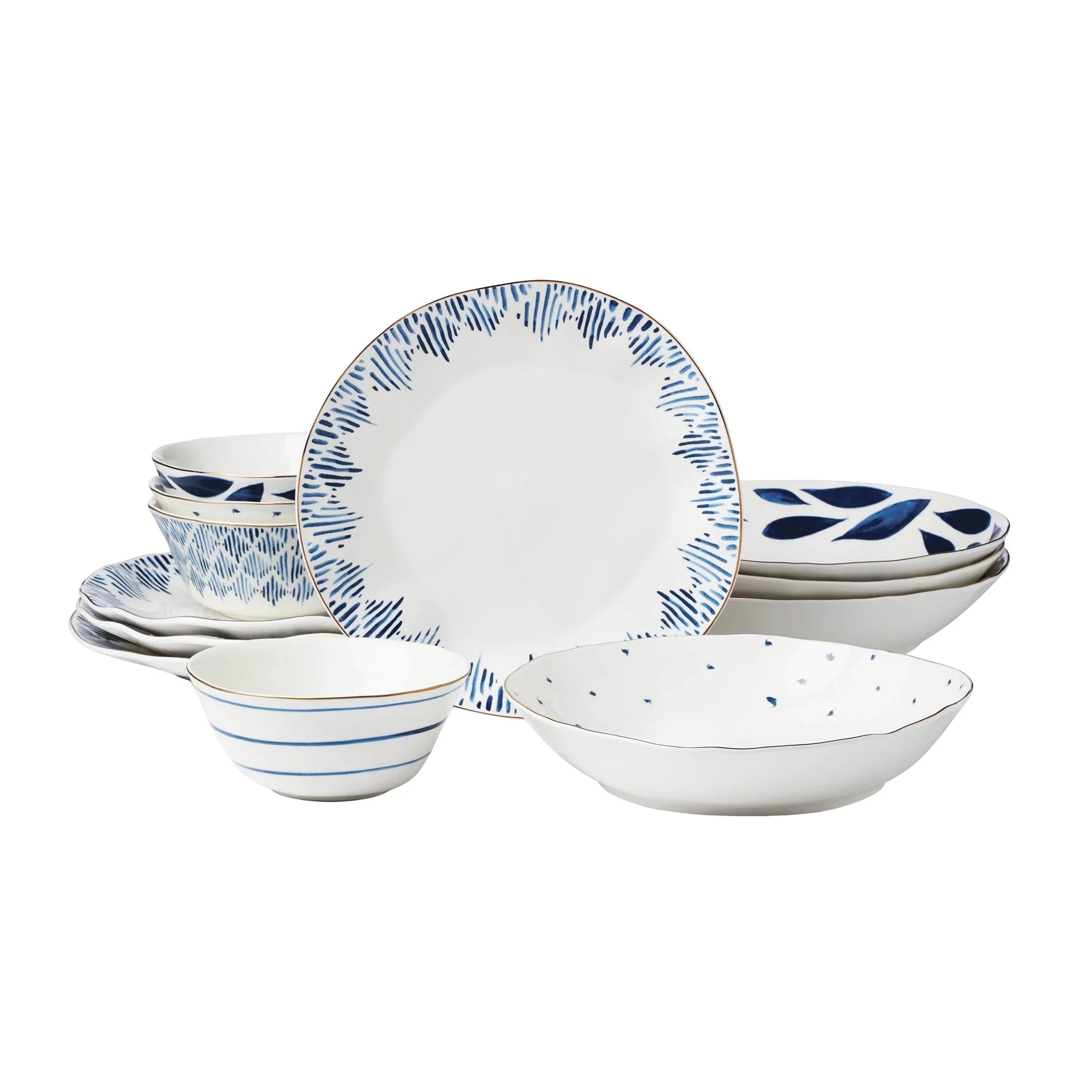 Lenox Blue Bay Porcelain 12-piece Dinnerware Set - USA MEGA SHOP