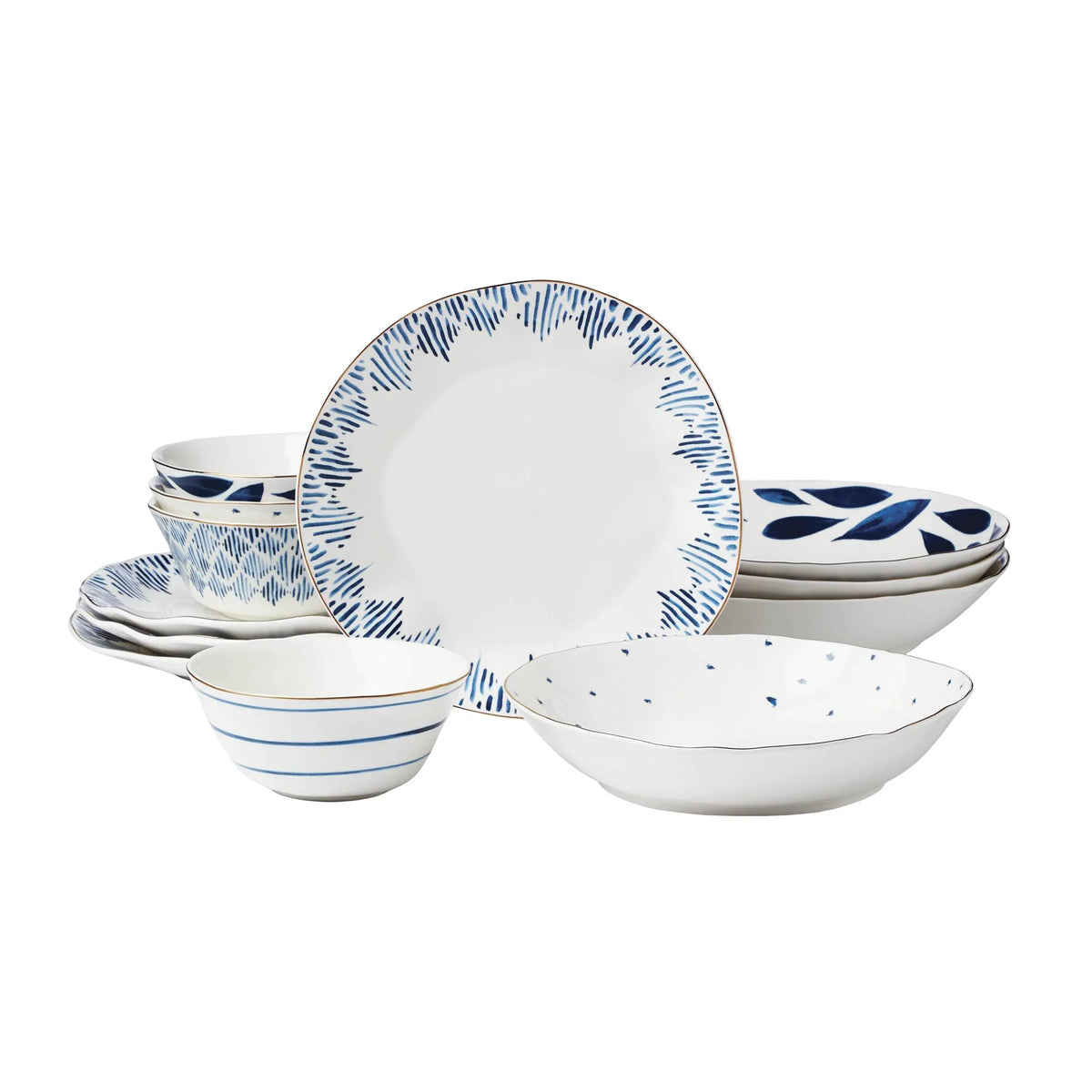 Lenox Blue Bay Porcelain 12-piece Dinnerware Set - USA MEGA SHOP